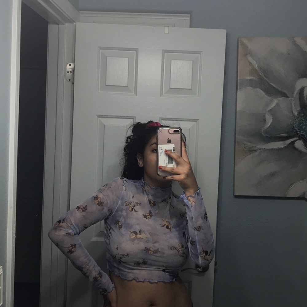 angle mesh crop top